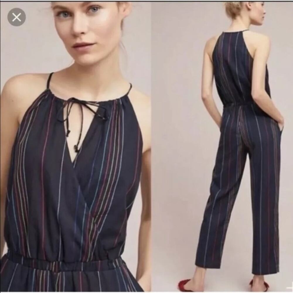 Anthropologie Dolan Blue Striped Jumpsuit Size XS Summer Vacation - Picture 2 of 10